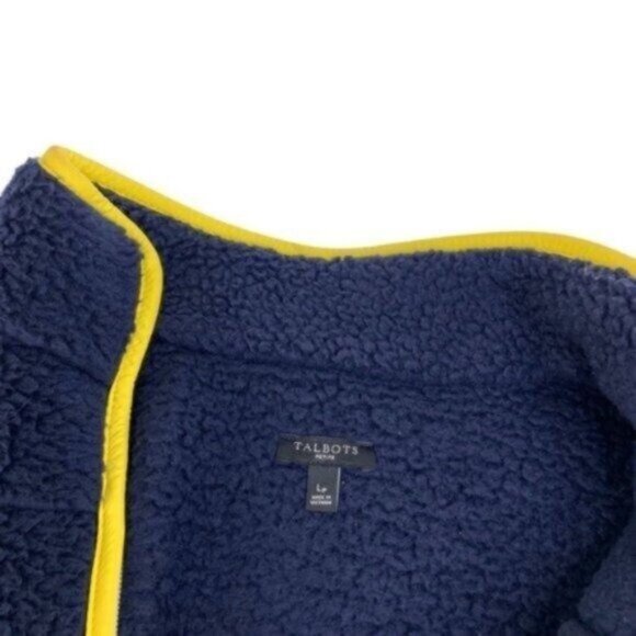 Talbots Colorblocked Full Zip Sherpa Sweater Jacket Blue White - Picture 4 of 7